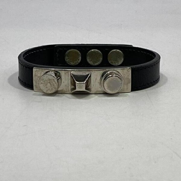 Saint Laurent studded leather bracelet in black.